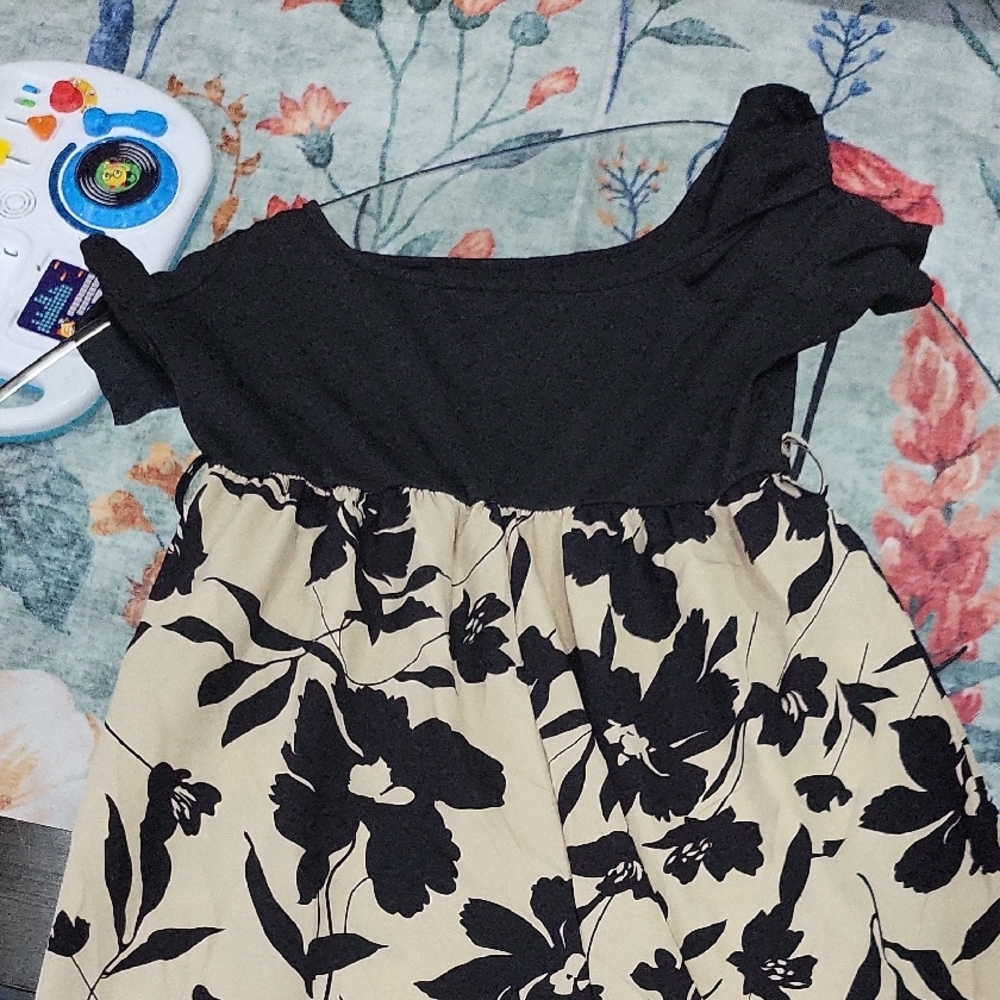 Charming Black and Cream Floral Romper